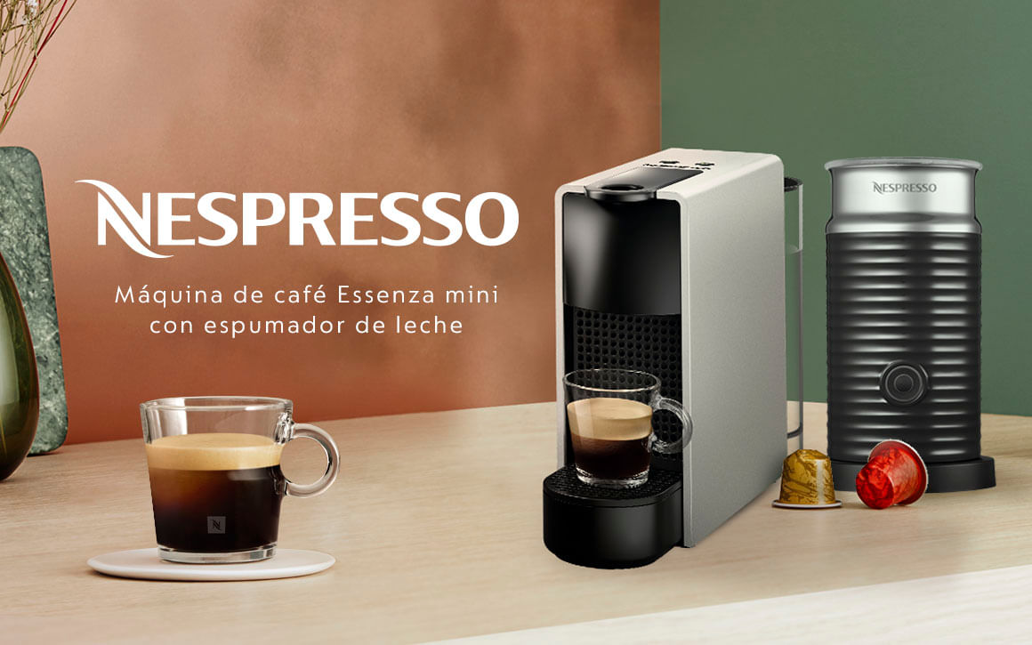 NESPRESSO Cafetera Inissia Con Espumador De Leche Y Travel Mug Nespresso