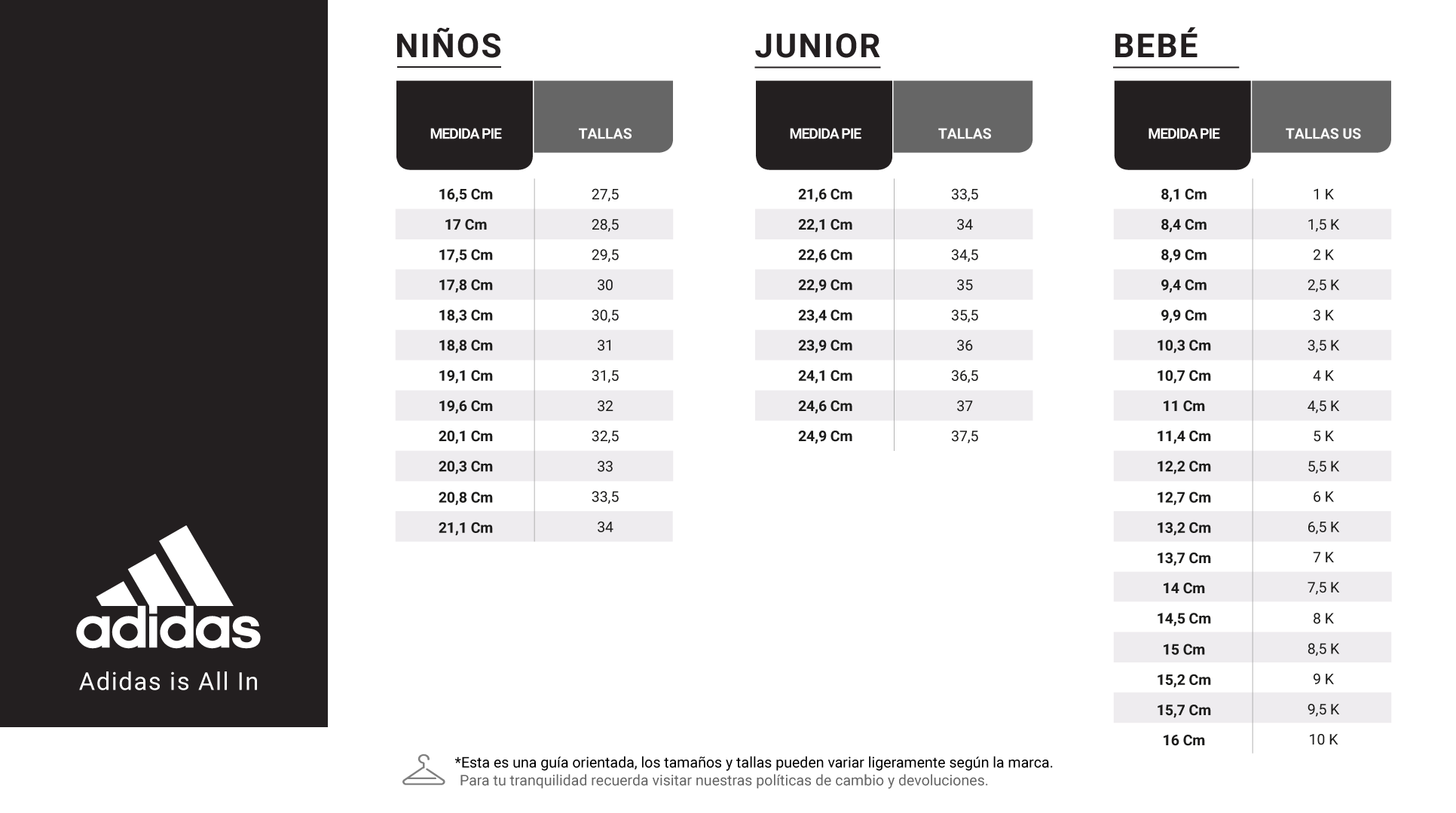 Consejo cemento partes guia de tallas adidas ni os ropa cine