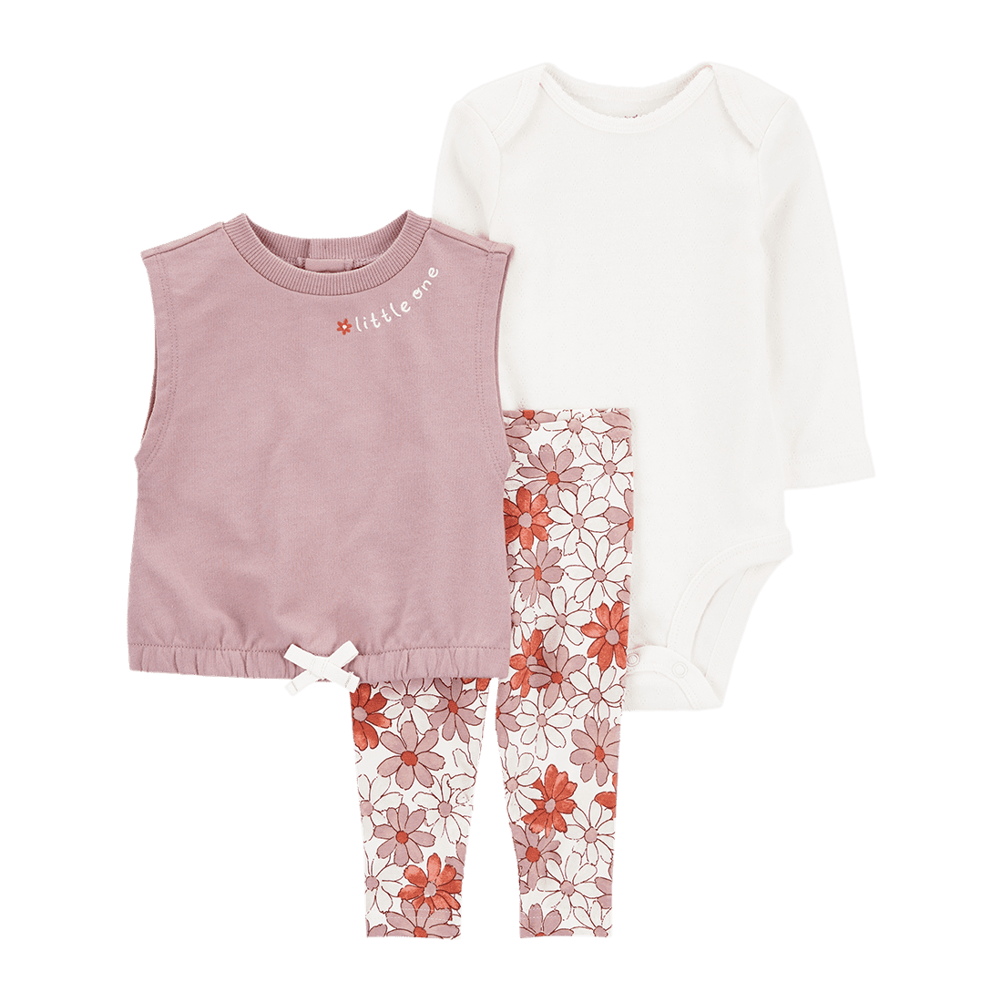 Set Chaleco Rosado, Body Blanco y Pantalón Niñas - Carter's