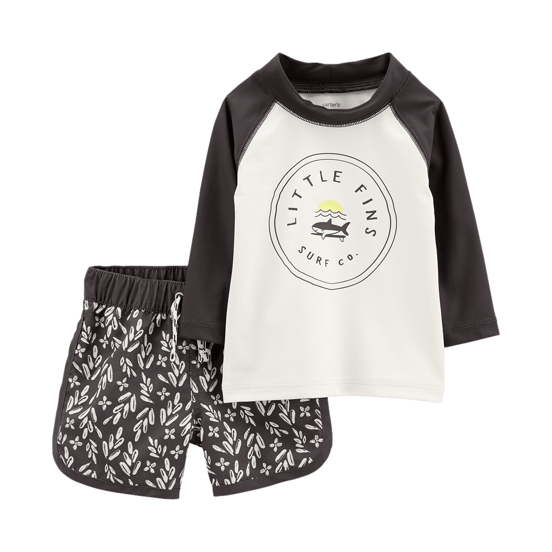 Vestido de Baño Pantaloneta y Camiseta Blanco y Negro Niños - Carter's