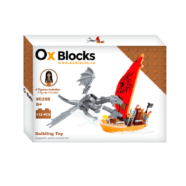 Set Barco Pirata y Dragón para Construir 132 Piezas - OX Blocks