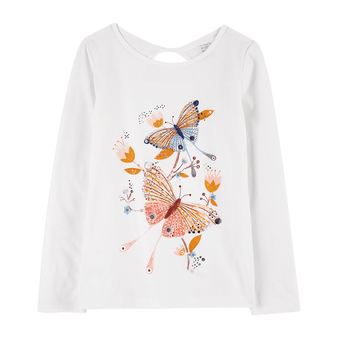 Camiseta Manga Larga Mariposas Blanca Niñas - Carter's