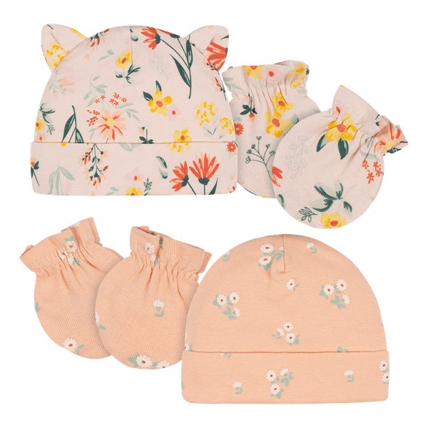 Set 2 Gorros y 2 Mitones Colores Surtidos Bebés Niñas - Gerber