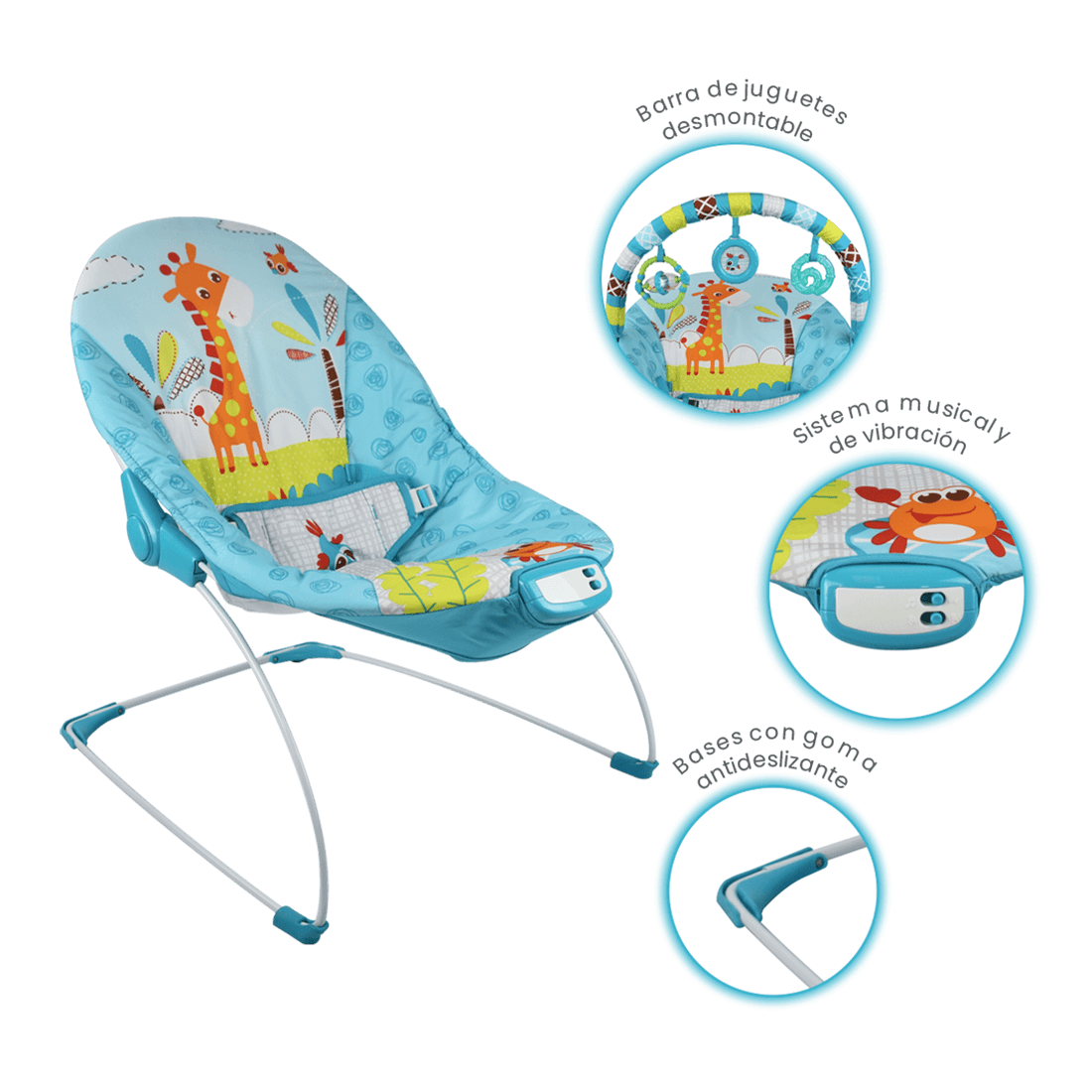 Silla Mecedora para Bebé Bouncer de Actividades Azul Jirafa - Priori
