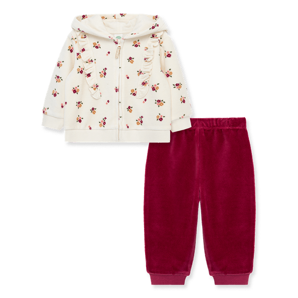Set Chaqueta Flores y Pantalón Rosado Niñas - Little Me