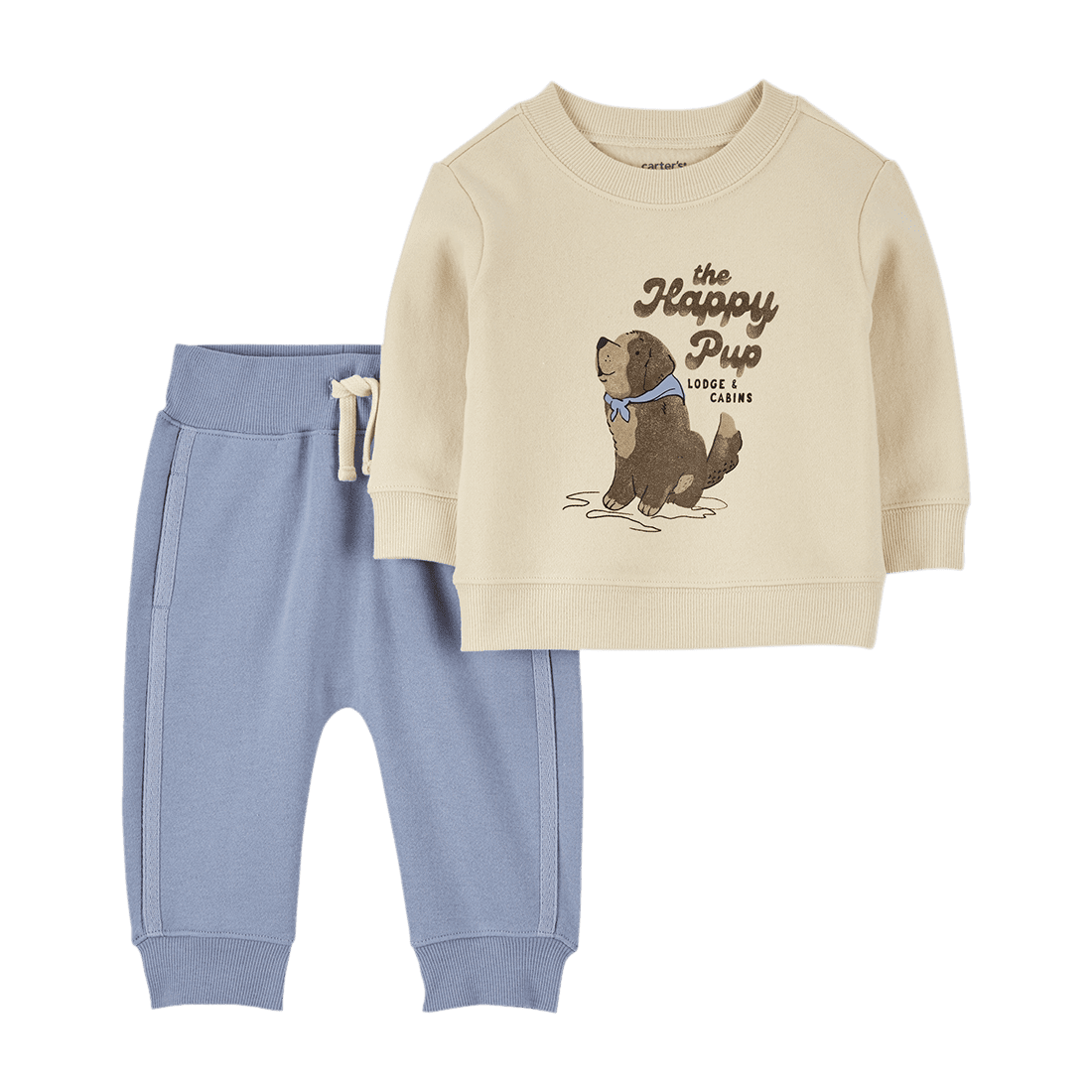 Set Buzo Beige y Pantalón Azul Bebés Niños - Carter's