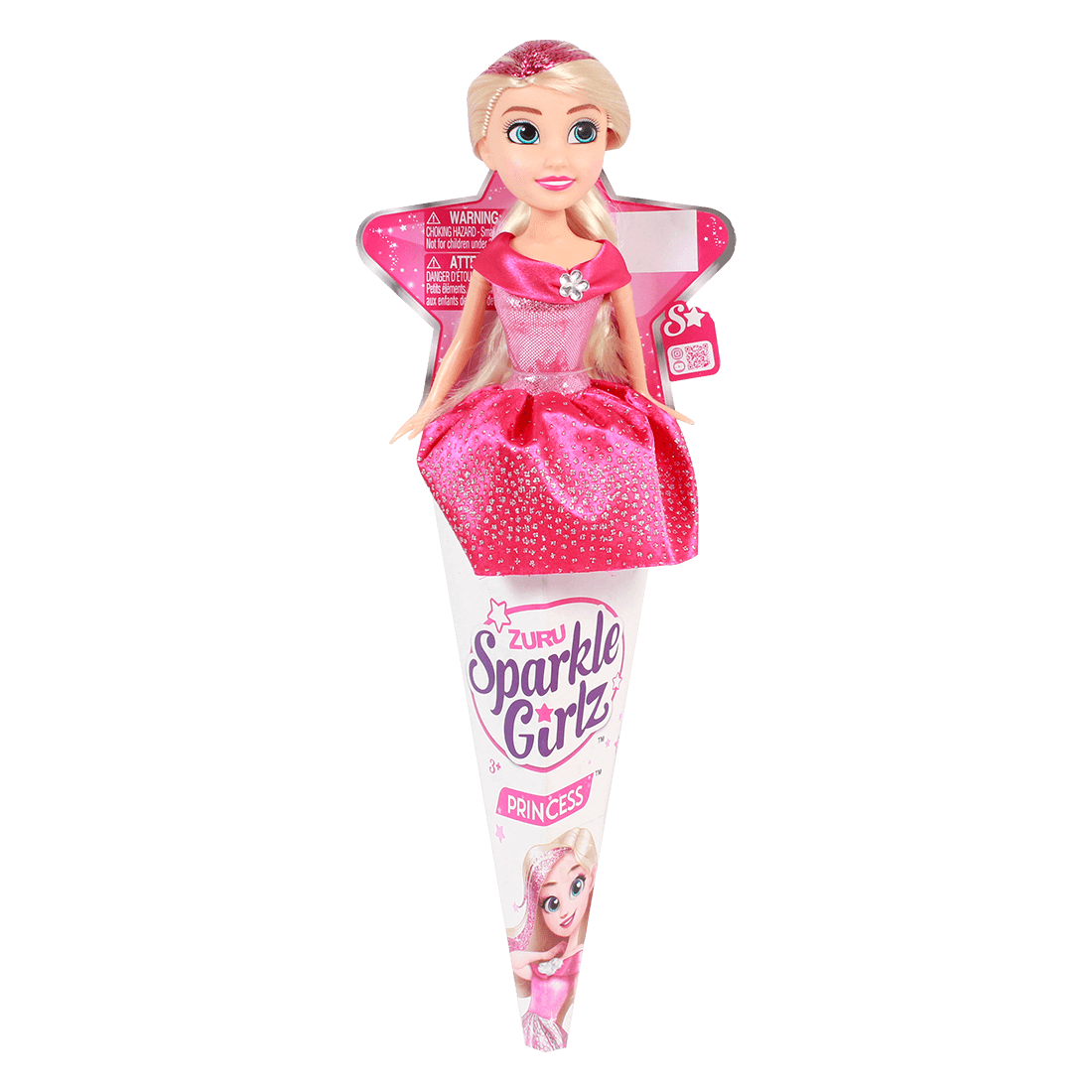 Muñeca Princesa Cono Cabello Rosado - Sparkle Girlz