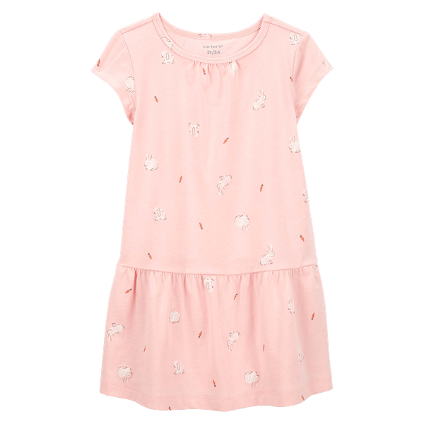 Vestido Manga Corta Largo Rosado Niñas - Carter's
