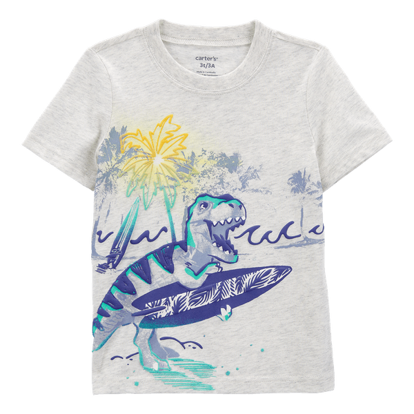 Camiseta Manga Corta Dinosaurio Gris Bebés Niños - Carter's