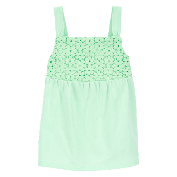 Vestido Manga Sisa Flores Verde Niñas - Carter's