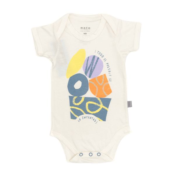 Body Manga Corta Frase y Figuras Blanco Bebés Unisex - Nato