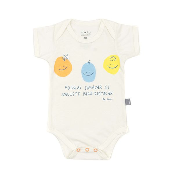Body Manga Corta Frase y Caritas Blanco Bebés Unisex - Nato