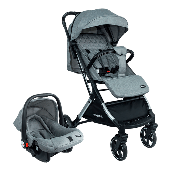 Coche para Bebé Travel System Compacto Pixel Gris + Portabebé - Bebesit