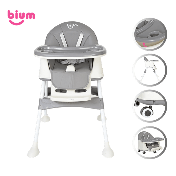 Silla Comedor Bebe Aria 4 En 1 Gris - Bium