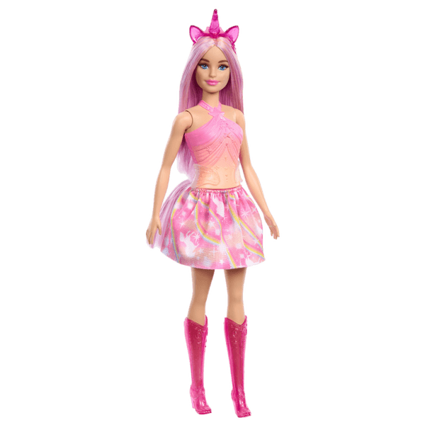 Muñeca Fantasía Unicornio Falda de Ensueño Rosa - Barbie