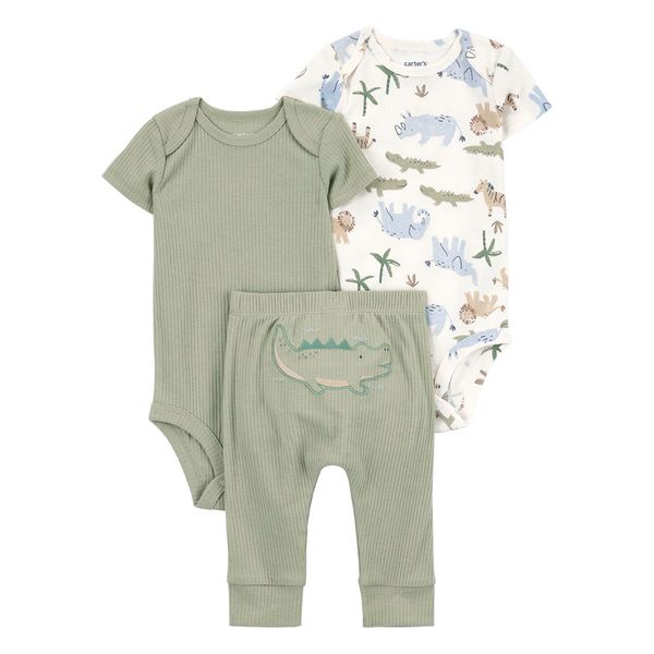 Set-2-Bodies-Manga-Corta-y-Pantalon-Verde-Bebes-Niños-Carter-s-12M