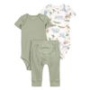Set-2-Bodies-Manga-Corta-y-Pantalon-Verde-Bebes-Niños-Carter-s-18M