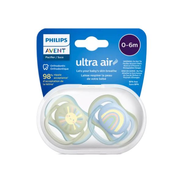 Set-2-Chupos-Ultra-Air-Sol-y-Arcoiris-Niños-0-6m-Avent