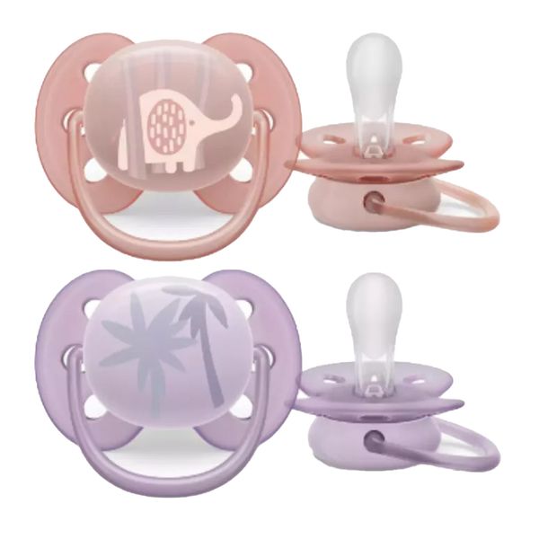 Set-2-Chupos-Entretencion-Ultra-Soft-Palmera-y-Elefante-0-6m-Avent