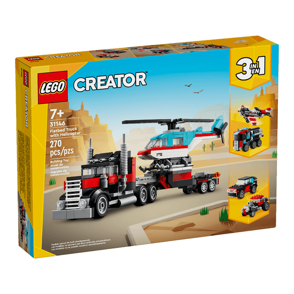 Set-Camion-Plataforma-con-Helicoptero-270-Piezas-LEGO Set-Camion-Plataforma-con-Helicoptero-270-Piezas-LEGO