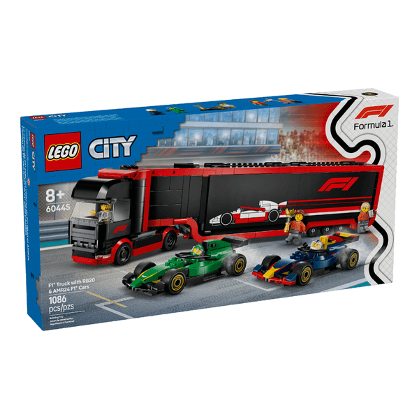 Set-Camion-con-Coches-F1-RB20-y-AMR24-Piezas-1086-LEGO