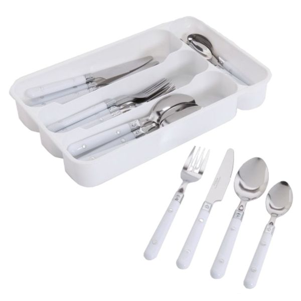 Juego-de-Cubiertos-Casual-Living-y-Cubiertero-Blanco-24-Piezas---Gibson Juego-de-Cubiertos-Casual-Living-y-Cubiertero-Blanco-24-Piezas---Gibson