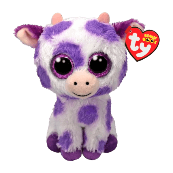 Peluche-Beanie-Boos-Ethel-Vaca-Manchas-Violeta-15cm-Ty