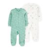 Set-2-Pijamas-Enterizas-Verde-y-Blanco-Bebes-Niños-Carter-s-3M