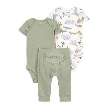 Set-2-Bodies-Surtidos-y-Pantalon-Verde-Bebes-Niños-Carter-s-6M