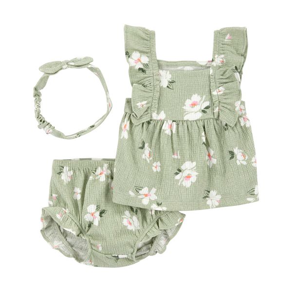 Set-Blusa-Short-y-Balaca-Flores-Verde-Bebes-Niñas-Carter-s-12M