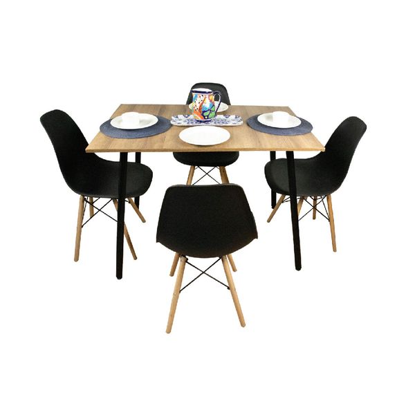 Combo-Comedor-Rectangular-Amaretto---4-sillas-Negras-Dko-Design