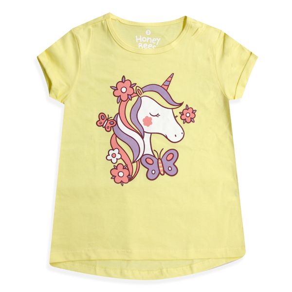Camiseta-Manga-Corta-Unicornio-Amarillo-Niñas-Honey-Bees-2T Camiseta-Manga-Corta-Unicornio-Amarillo-Niñas-Honey-Bees-2T