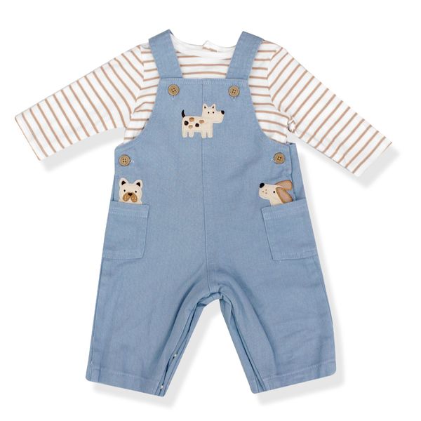Set-Camiseta-y-Overol-Perritos-Bebes-Niños-Little-Me-3M Set-Camiseta-y-Overol-Perritos-Bebes-Niños-Little-Me-3M