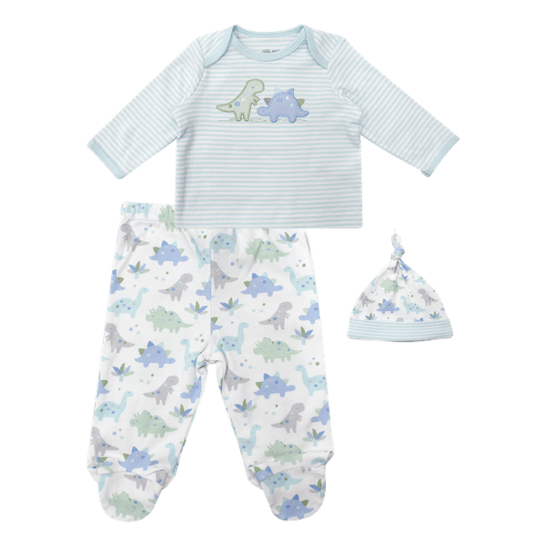 Set-Camiseta-Pantalon-y-Gorro-Dinos-Bebes-Niños-Little-Me-3M Set-Camiseta-Pantalon-y-Gorro-Dinos-Bebes-Niños-Little-Me-3M