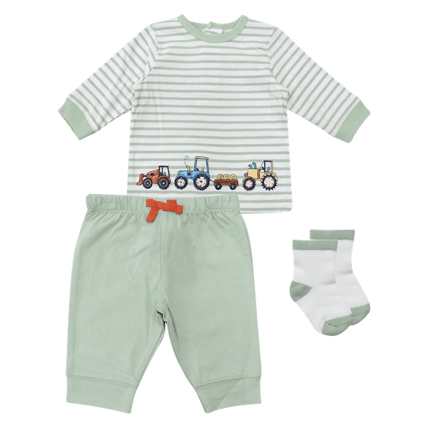 Set-Camiseta-Pantalon-Verde-y-Medias-Bebes-Niños-Little-Me-6M