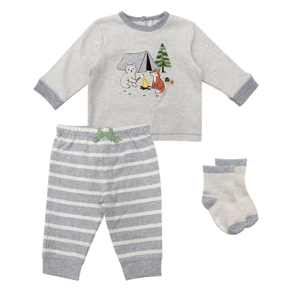 Set-Camiseta-Pantalon-Rayas-y-Medias-Bebes-Niños-Little-Me-6M