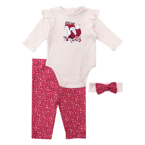 Set-Bodie-Fox-Pantalon-y-Balaca-Bebes-Niñas-Little-Me-3M Set-Bodie-Fox-Pantalon-y-Balaca-Bebes-Niñas-Little-Me-3M