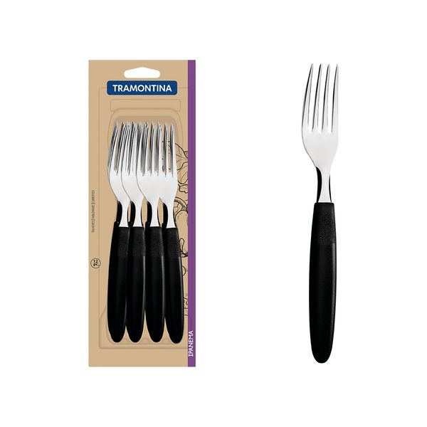 Juego-de-Tenedores-de-Mesa-Ipanema-Acero-Inox-Negro-12-Piezas-Tramontina
