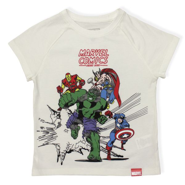 Camiseta-Manga-Corta-Beige-Estampada-Niños-Marvel-10T