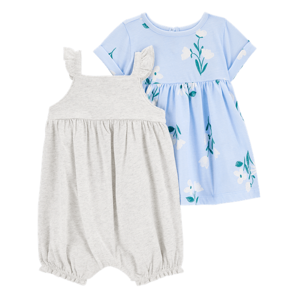 Set-Vestido-Azul-y-Mameluco-Gris-Bebes-Niñas-Carter-s-18M Set-Vestido-Azul-y-Mameluco-Gris-Bebes-Niñas-Carter-s-18M