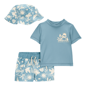 Set-Traje-de-Baño-2-Piezas-y-Sombrero-Azul-Bebes-Niños-Carter-s-12M