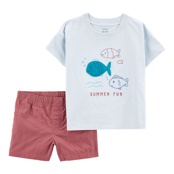 Set-Camiseta-Peces-y-Short-Rojo-Bebes-Niños-Carter-s-18M Set-Camiseta-Peces-y-Short-Rojo-Bebes-Niños-Carter-s-18M