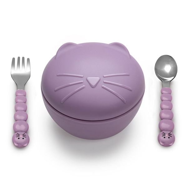 Bowl-Silicona-con-Cubiertos-350ml-Gato-Melii