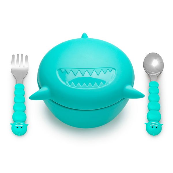 Bowl-Silicona-con-Cubiertos-350ml-Tiburon-Melii