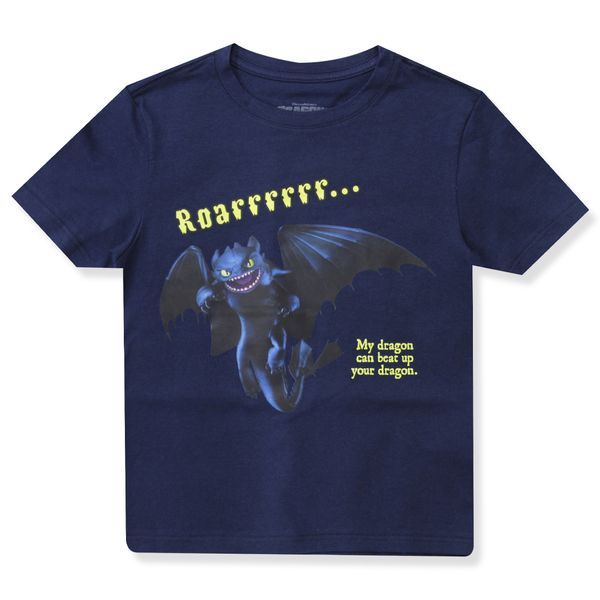 Camiseta-Manga-Corta-Estampada-Azul-Niños-Entrenando-a-Tu-Dragon-4T
