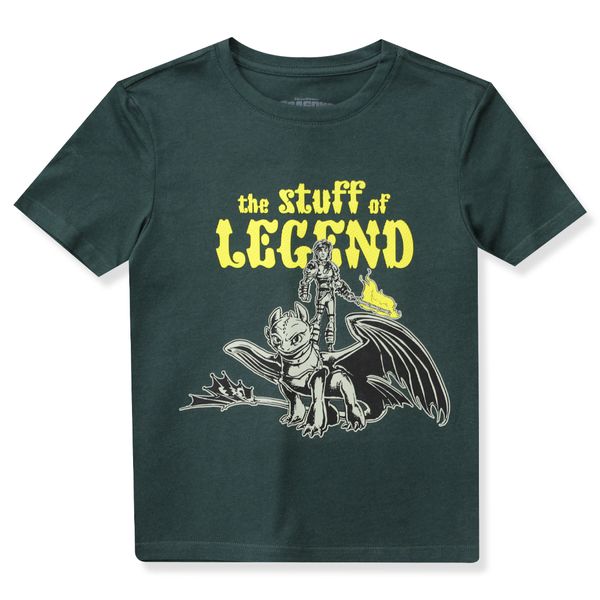 Camiseta-Manga-Corta-Estampada-Verde-Niños-Entrenando-a-Tu-Dragon-4T