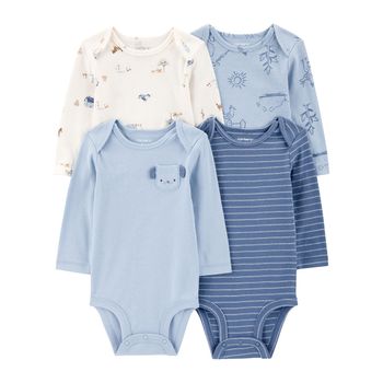 Set-4-Bodies-Manga-Larga-Diseños-Surtidos-Bebes-Niños-Carter-s-12M