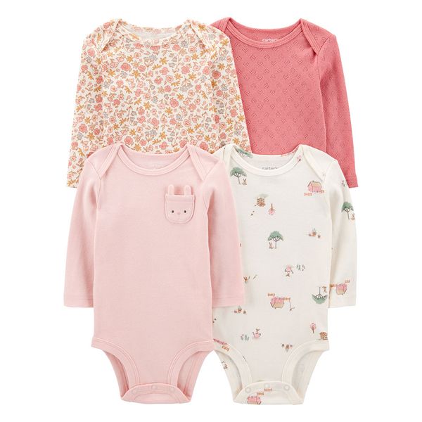 Set-4-Bodies-Manga-Larga-Diseños-Surtidos-Bebes-Niñas-Carter-s-9M Set-4-Bodies-Manga-Larga-Diseños-Surtidos-Bebes-Niñas-Carter-s-9M