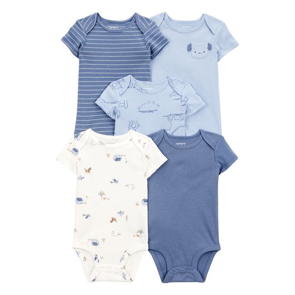 Set-5-Bodies-Manga-Corta-Blanco-y-Azul-Bebes-Niños-Carter-s-6M