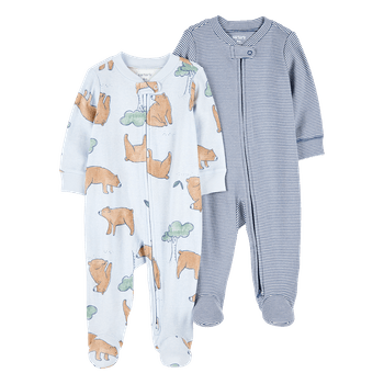 Set-2-Pijamas-Enterizas-Estampada-y-Azul-Bebes-Niños-Carter-s-3M